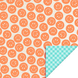 Vlakke zak L - Smiles Orange/Check Blue - 17 x 25 cm - 5 st