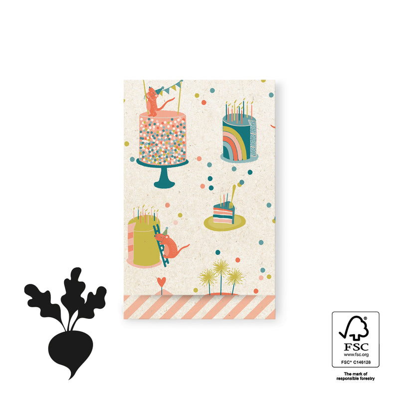 Vlakke zak M - Birthday Cake - 12 x 19 cm - 5 st