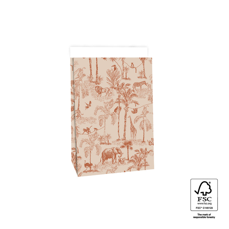 Blokbodemzak M - Vintage Jungle Cognac Inpakzakken 17x25 cm - 2 st