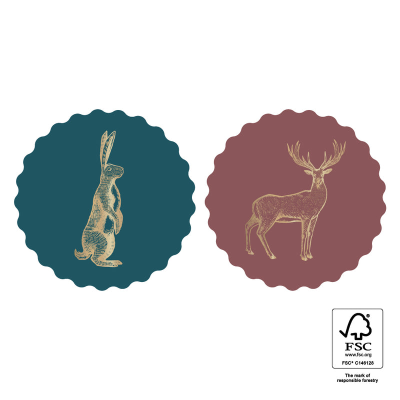 Goudfolie - Haas/Hert Rond Stickers 10 st