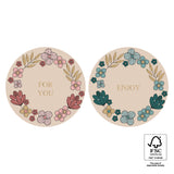 GOUDFOLIE bloemenveld - roze en blauw STICKERS ROND 10 ST