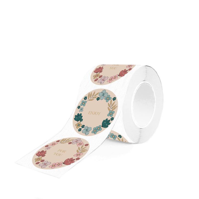 GOUDFOLIE bloemenveld - roze en blauw STICKERS ROND 10 ST