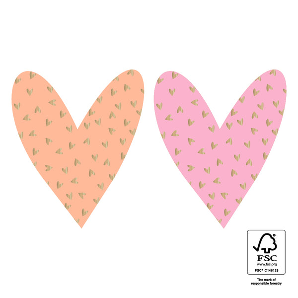 Goudfolie - Small Hearts Gold/Pink Stickers 10 st