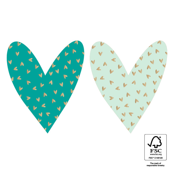 Goudfolie - Small Hearts Gold/Green 10 st