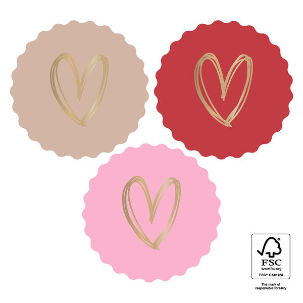 Goudfolie - Hart Pink Rond 12 st
