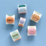 Goudfolie - Happy Birthday Groen/Roze/Oranje/Blauw Stickers 12 st