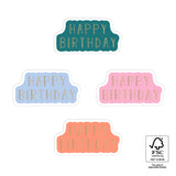 Goudfolie - Happy Birthday Groen/Roze/Oranje/Blauw Stickers 12 st