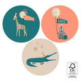 Goudfolie - Party Animals Rond Stickers 12 st