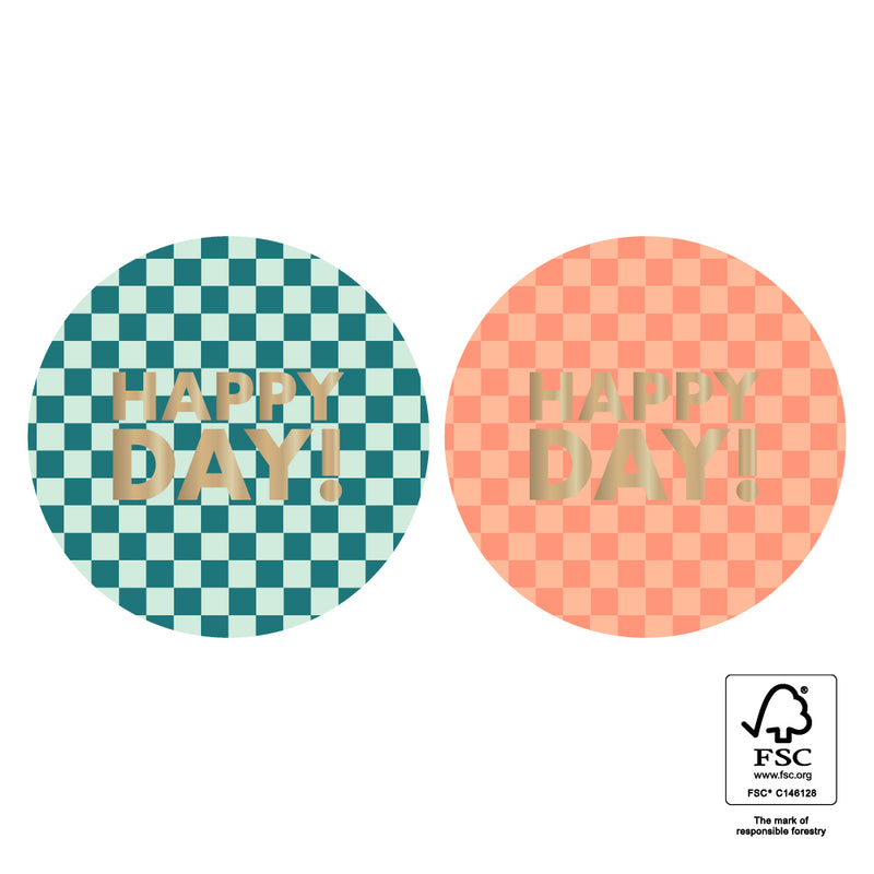Goudfolie - Check Tekst Rond Stickers 10 st