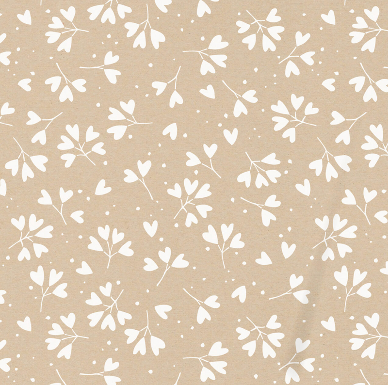 Falling in love - Kraft/Wit Cadeaupapier 50 x 300 cm
