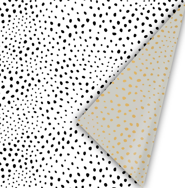 Flocks - Zwart/Wit Cadeaupapier 50 x 300 cm