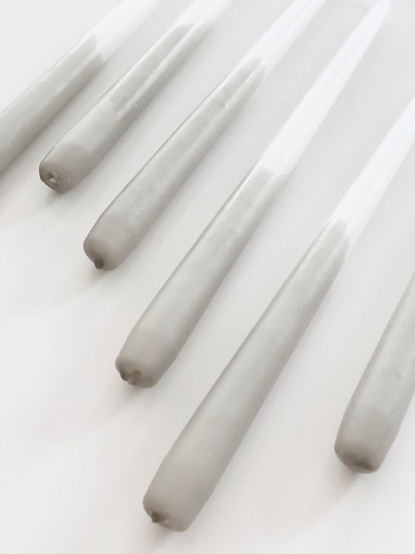 Tweelingkaars Dip Dye - White/Linnen