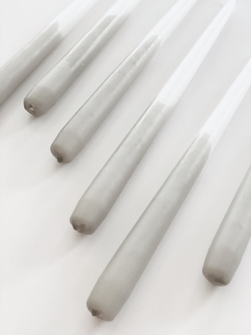 Tweelingkaars Dip Dye - White/Linnen