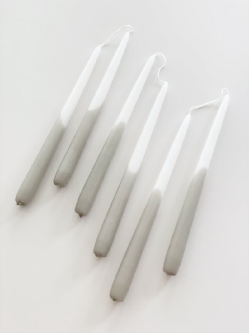 Tweelingkaars Dip Dye - White/Linnen