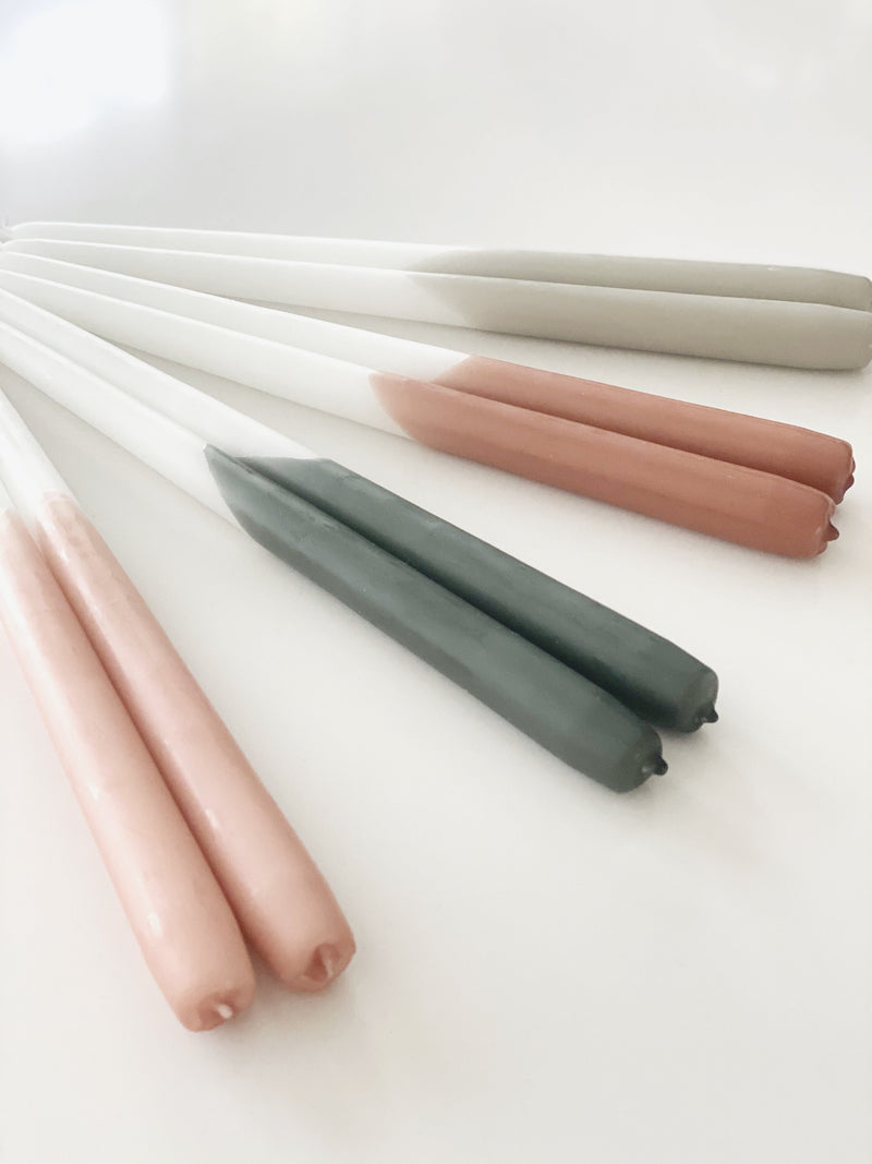 Tweelingkaars Dip Dye - White/Linnen