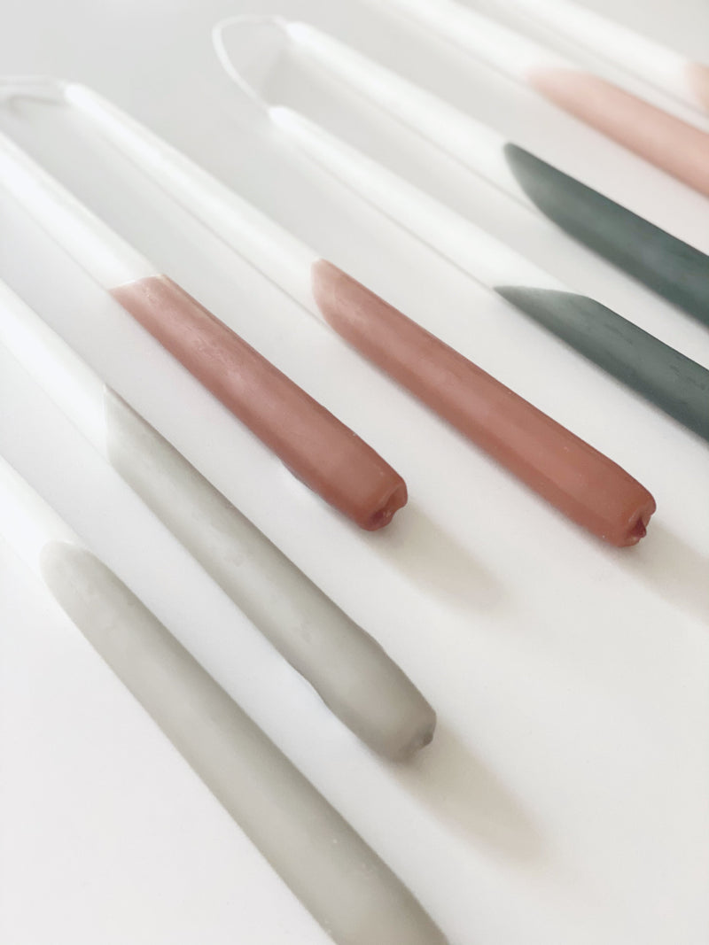Tweelingkaars Dip Dye - White/Linnen