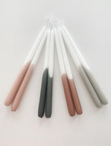 Tweelingkaars Dip Dye - White/Linnen
