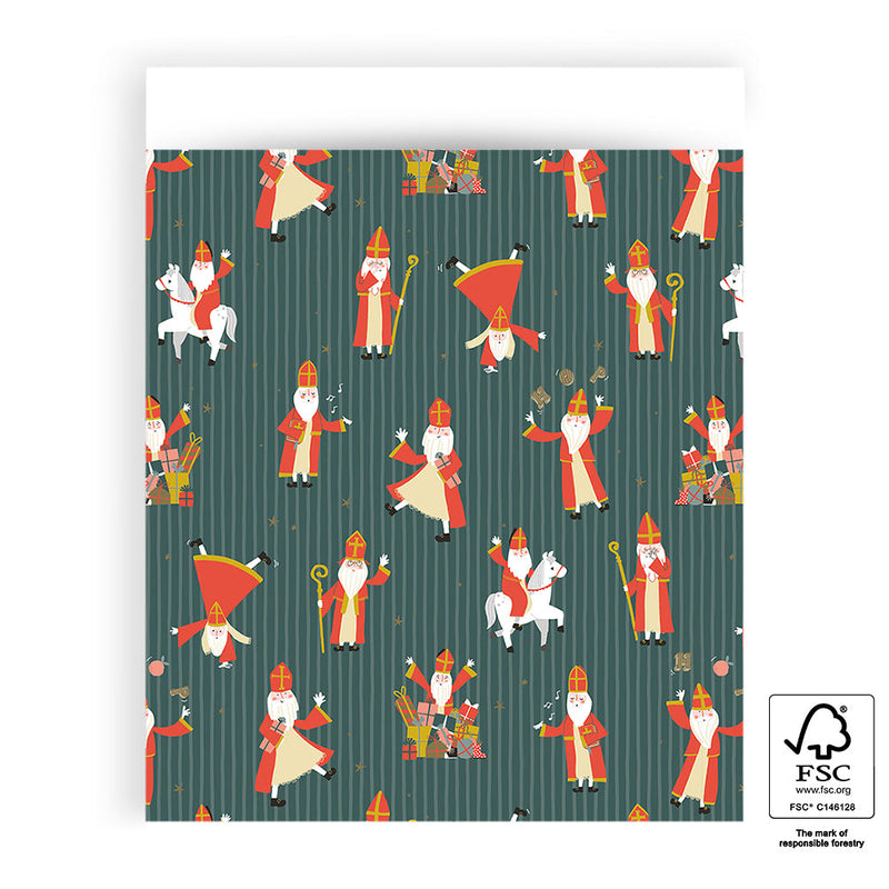 Vlakke zak XL - Acrobaat Sinterklaas Inpakzak 27 x 34 cm - 5 st