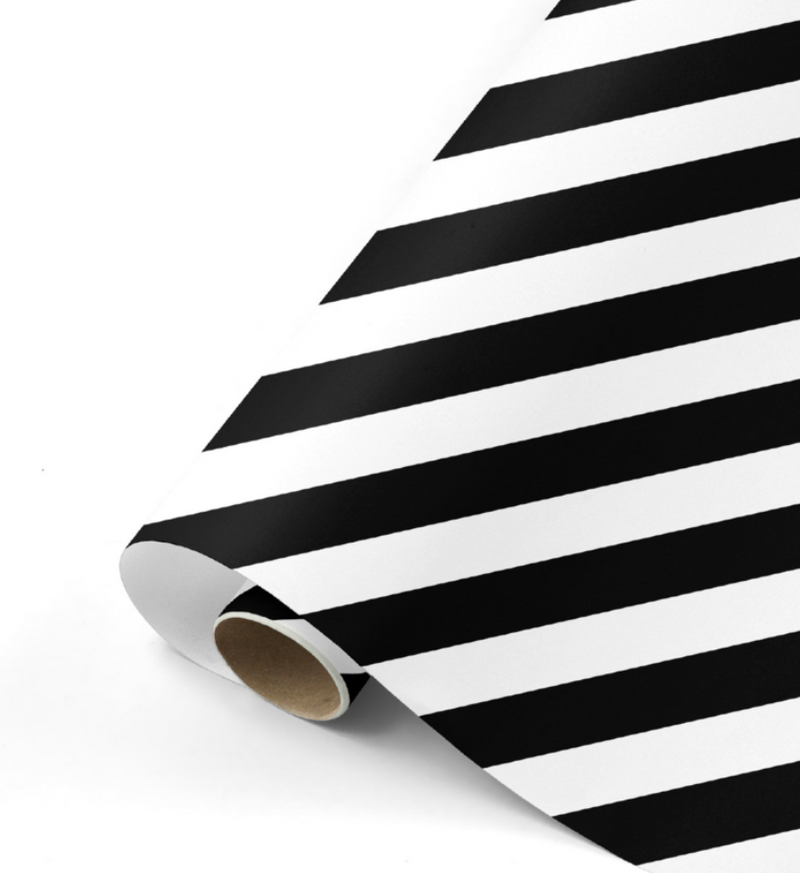 Zwart - Witte Streep Cadeaupapier 70 x 200 cm