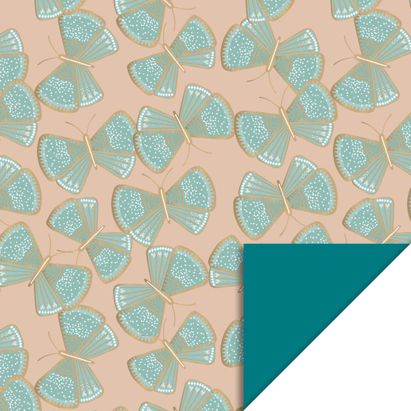 Big Butterfly Misty Green/Nude-Blue 70 x 300 cm