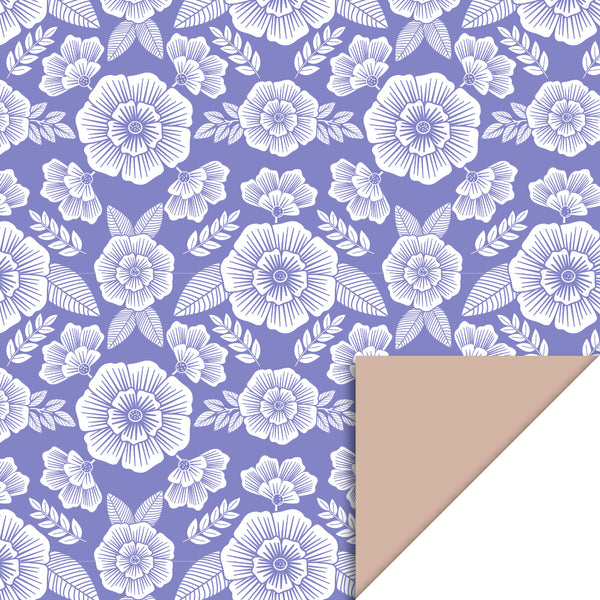 Flowers Violet/Nude Cadeaupapier 70 x 300 cm